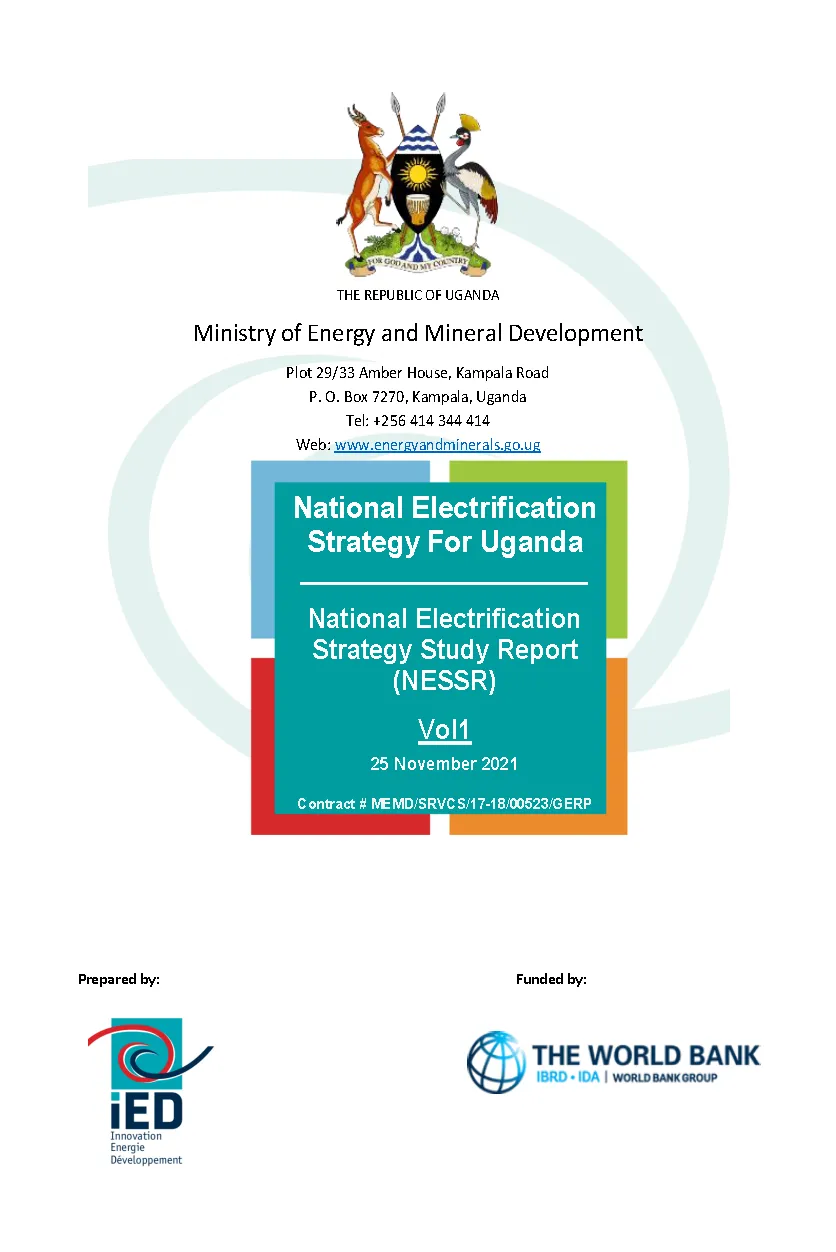 National Electrification Strategy For Uganda – National Electrification Strategy Study Report (NESSR) Vol1